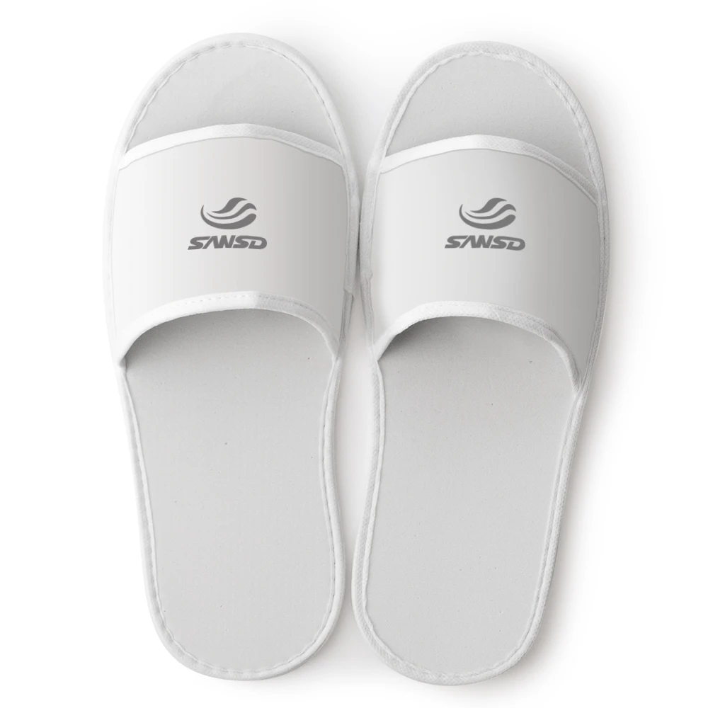 Wholesale Custom Logo Spa Slippers White EVA Sole Disposable Waffle  Material Plastic Sheets for Hotel Use