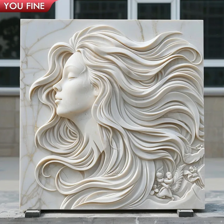 YOUFINE 手彫り白大理石の花のレリーフ装飾、屋外庭園用| Alibaba.com