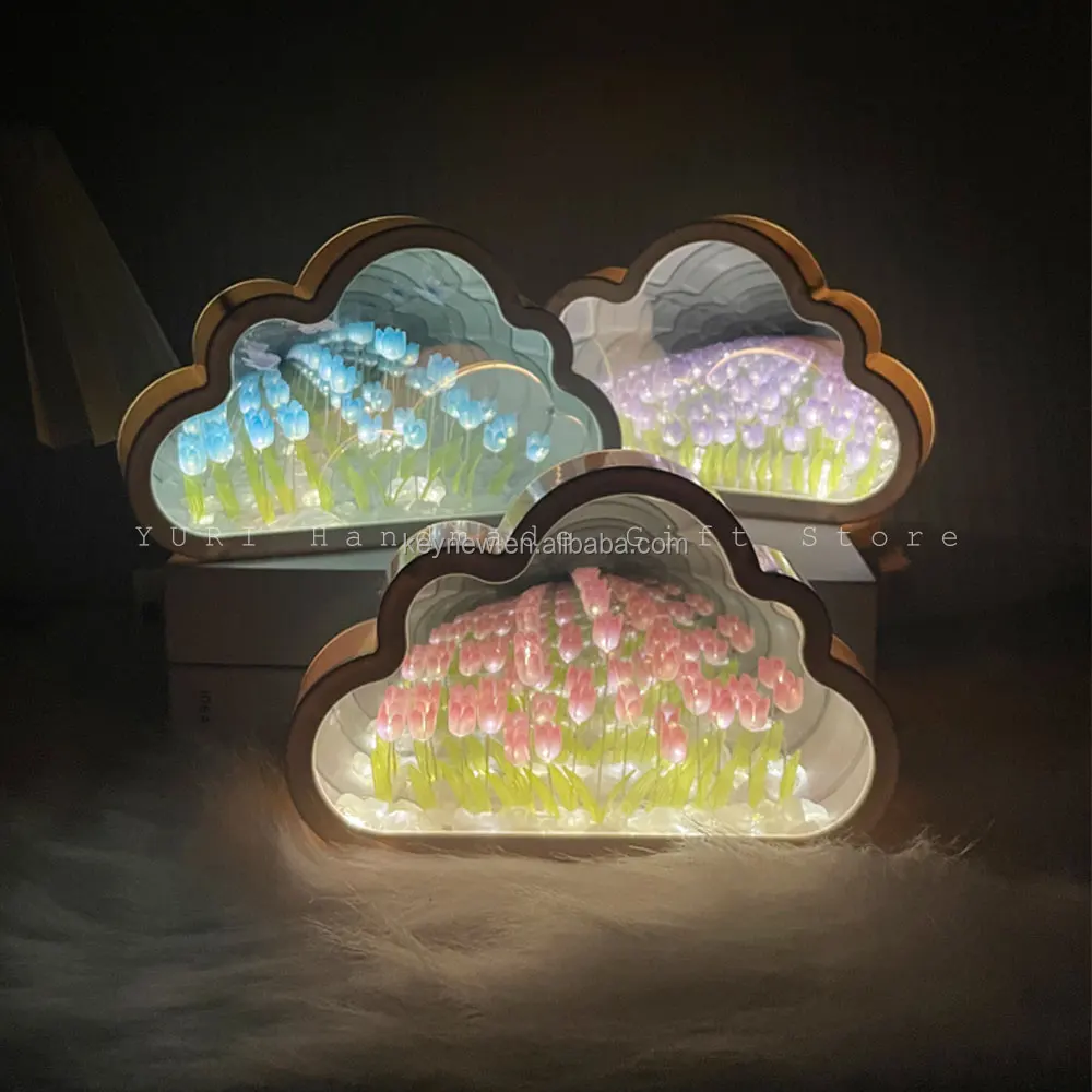 Flowers Cloud Tulip Night Light Handmade Diy Material Flower Home