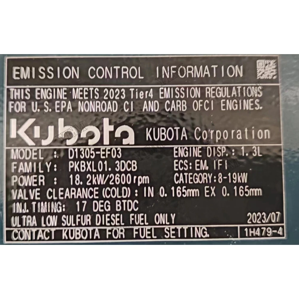 Diesel Engine Assembly 50.6KW 2400RPM For Kubota WG3800-GL-ET