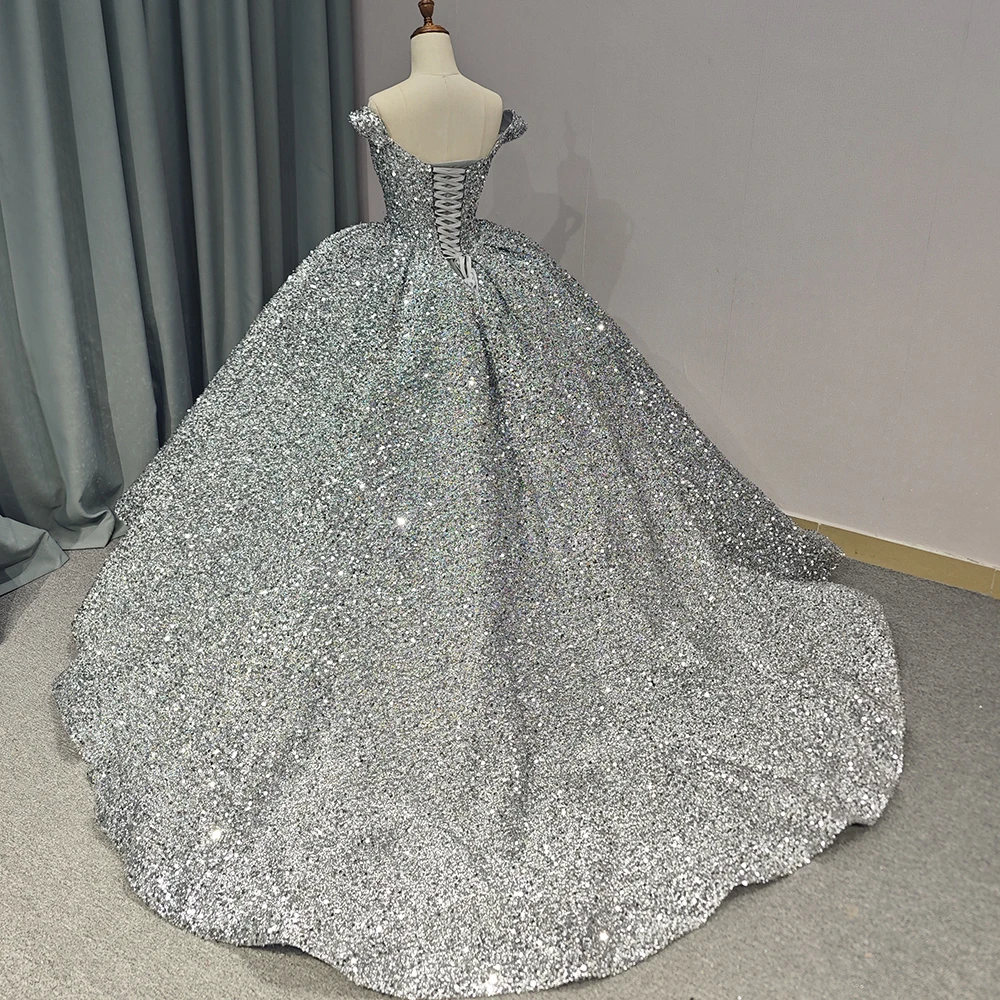 Luxury Shiny Princess Evening Dress Sequin Maxi Ball Gown for Woman  Quinceanera Dresses 1197-1