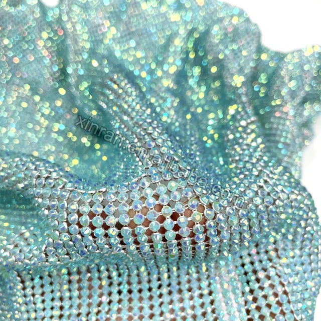 Me029 Popular 45*120cm AB color resin rhinestone mesh resin rhinestone mesh fabric for decoration