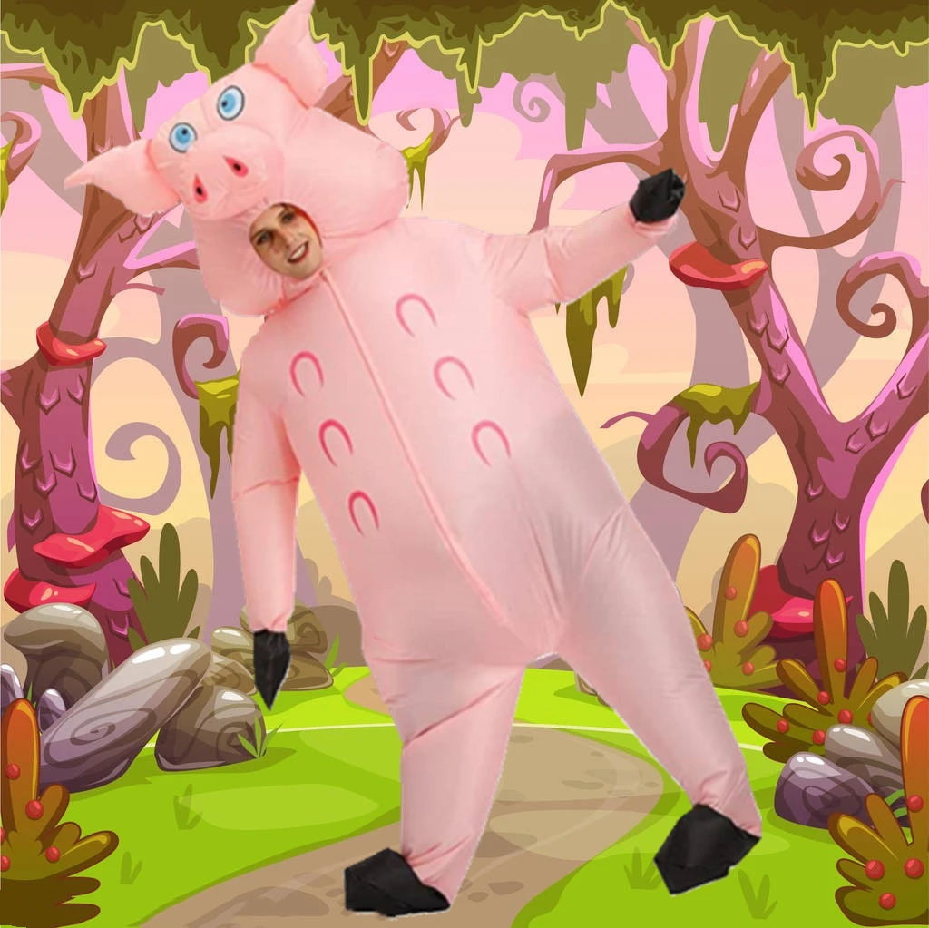 Costume gonfiabile di maiale rosa per adulti e bambini - Outf di