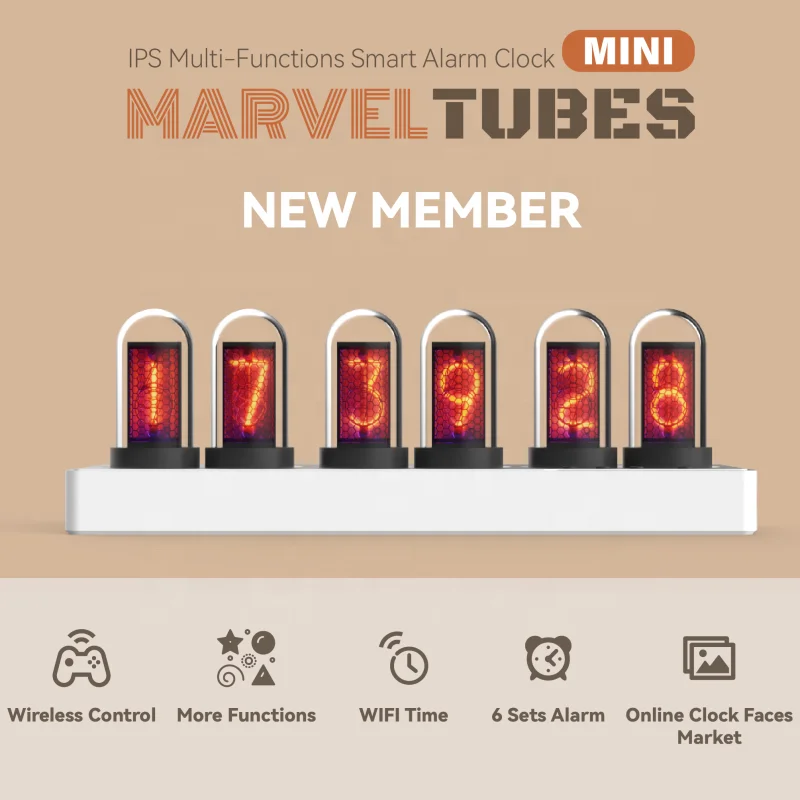 Modern Mini Marvel Tubes IPS Digital Table Decorative Alarm Clock
