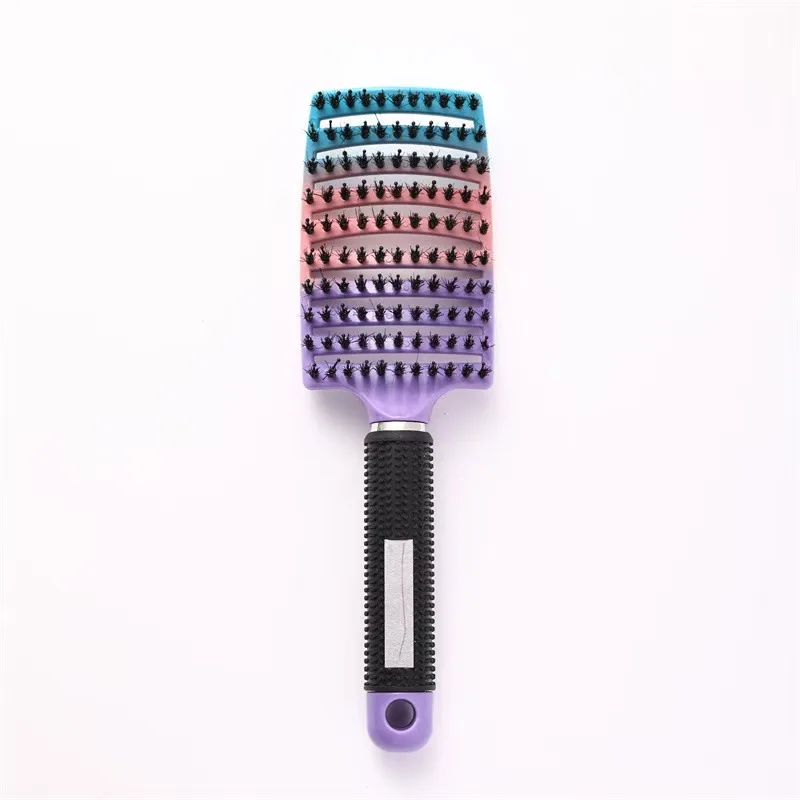 Customized Large Curved Hairbrush with High Skull Bristles Top Straightening and Massaging Wig Ribbed LOGO Included supplier