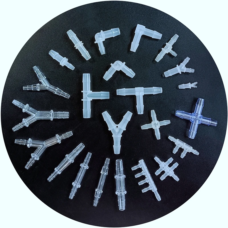 Raccordo per Tubi in Plastica PP con Gomito Riduttore Dritto Dentellato per Dispositivi Medici JU