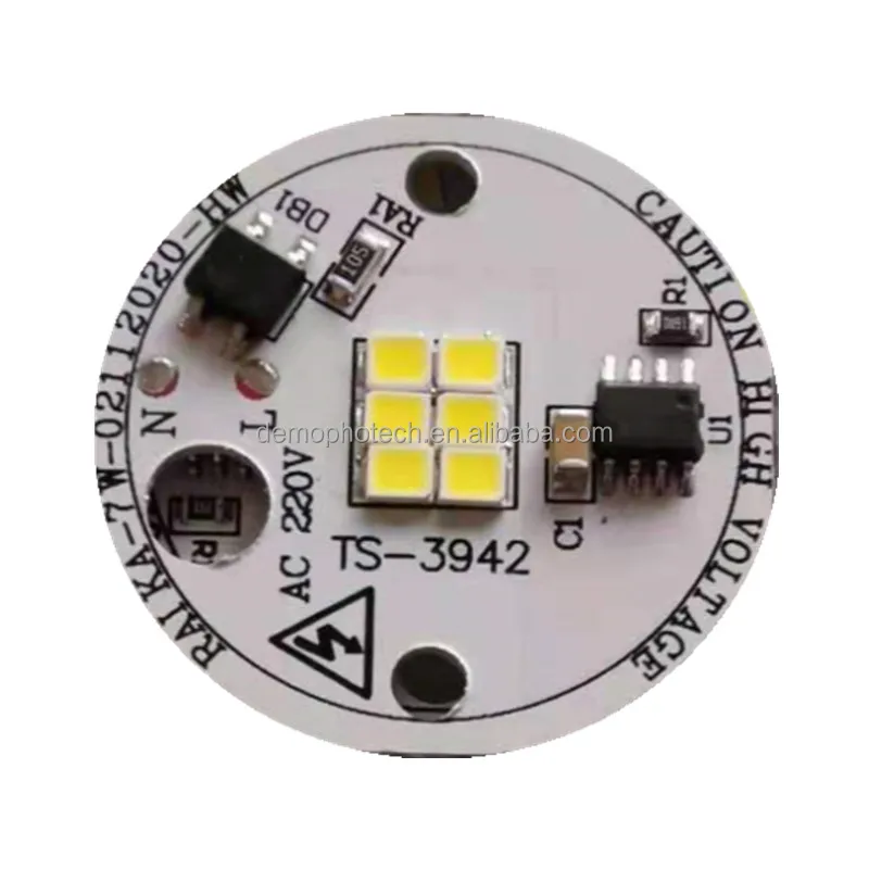 6W 90Lm/W 2-year warranty 220V AC driverless dob driverfree led module round smd pcb pcba board  for candle bulb light