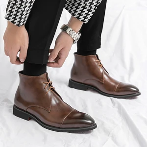 Comfortable Fashion Design Durable Formal Dress Shoes Red Bottom Casual Ankle Boots Men Botas Para Hombres