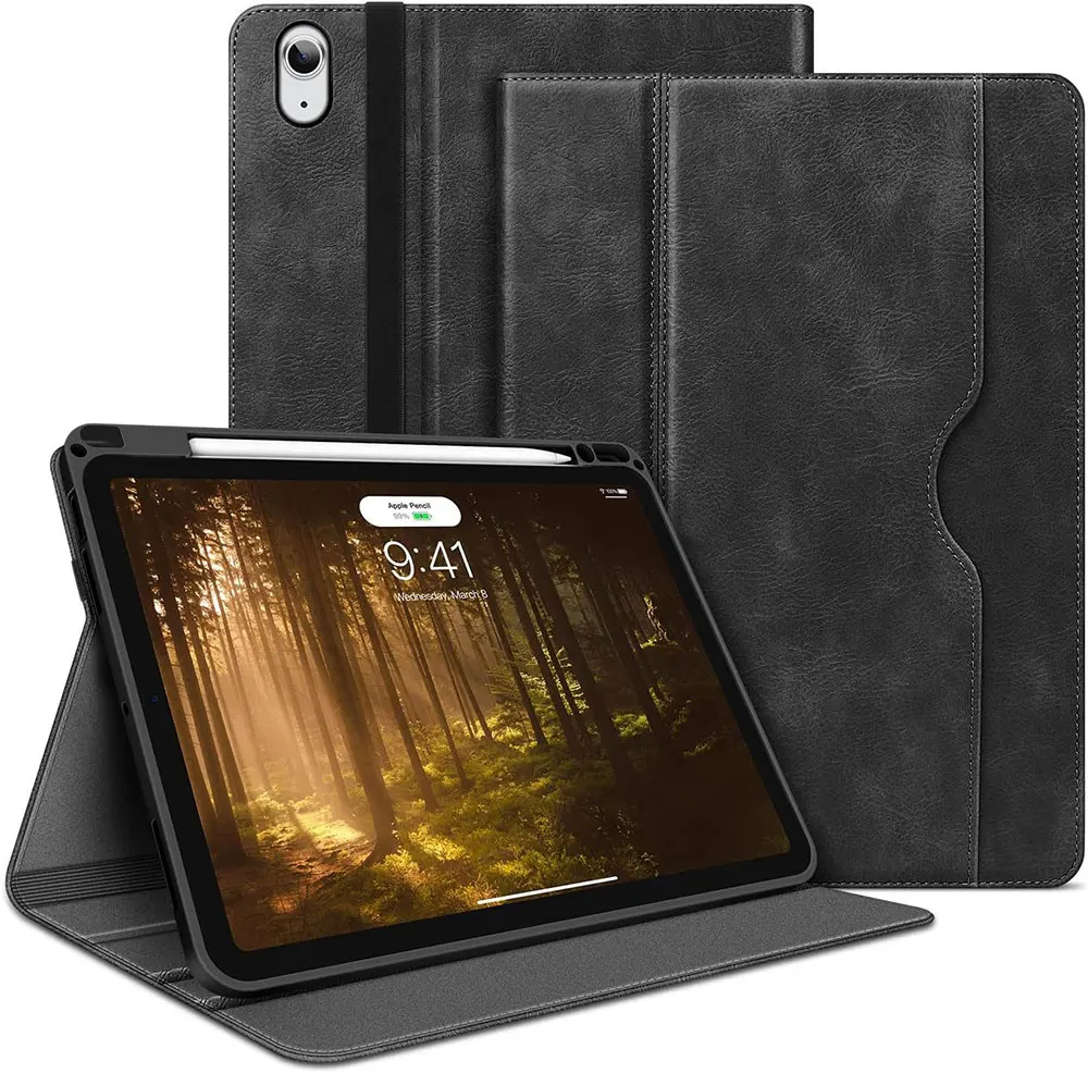 Laudtec Pencil Holder Pocket Auto Sleep/Wake Muti-Stand Vegan Leather Case for iPad Air 11 2025 M3 4th/5th/6th Generation 10.9