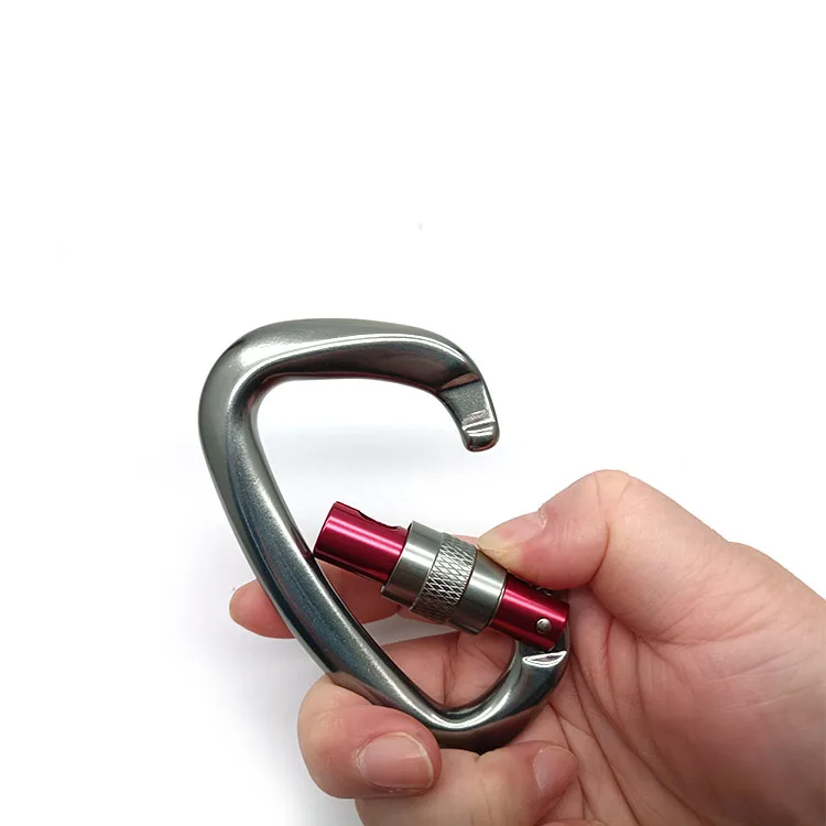 Safety auto Locking Carabiner Karabiner with EN certificate aluminium snap hook camping outdoor mosquetones de escalada de 25kn