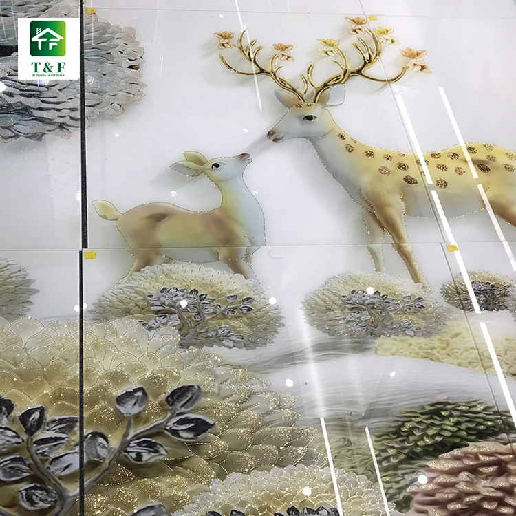 3d Effect Animal Printing Ceramic Floor Tiles for Bathroom High Gloss Full Polished New Bathroom Designs 3d Tile