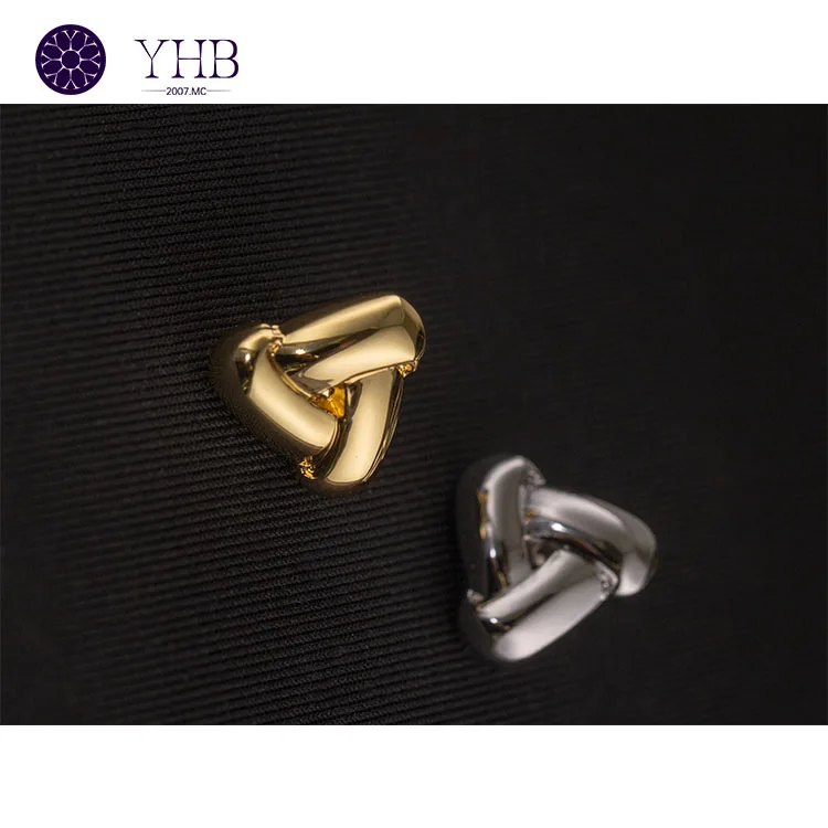 Vintage Style Custom Triangle Shaped Metal Button Removable Sewing Shirt Buttons for Garment