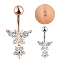Wholesale Five-Pointed Butterfly Stainless Steel Body Jewelry Sexy Little Star Belly Button with Zircon for Weddings and Gifts