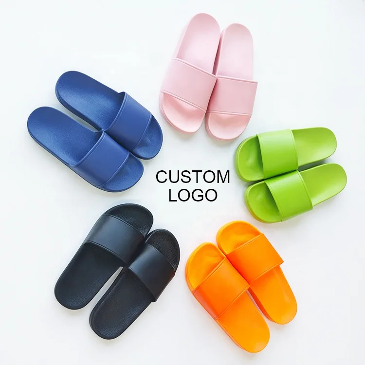 Men Slides Custom PVC Sliders Sandals Slippers Indoor Wholesale Custom Flip Flops Flippers With Logo