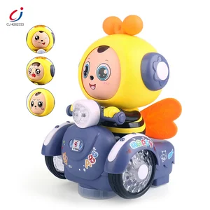 Chengji Other Novelty Funny Toys New Kids Electric Universal Walking Rotating Lighting Music Cartoon Bee Face Change Toy