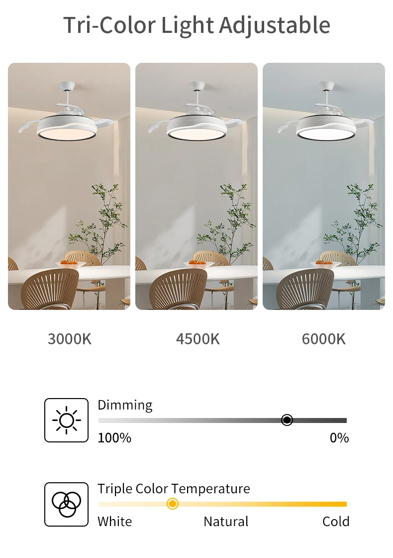 High Quality Ceiling with Light Fan Ceiling for Bedroom Ventilation Box Duster 52 Ac Dc Lights Exhaust Light Fan Ceiling