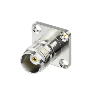 oem cnc machining stainless Female Jack 4 Hole Flange Connector Coax Straight