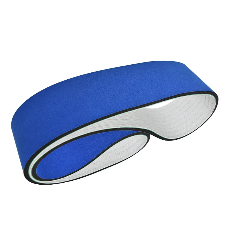 Customized PU Timing Belt for Labeling Machine Blue Fabric and Black Rubber Foaming Sponge Conveyor OEM Support