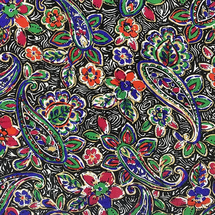 Урожай сплетенная вискозная люрексом красочные мелким цветочным принтом ткань вискоза ткань рубашки для женщин на зиму, большие размеры, одежда, платье