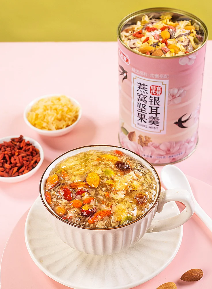 «Птичье гнездо» и «гриб тремелла фукусовидная супа с мелким углём порошок корня лотоса суп гайка мгновенный заменители пищи 500