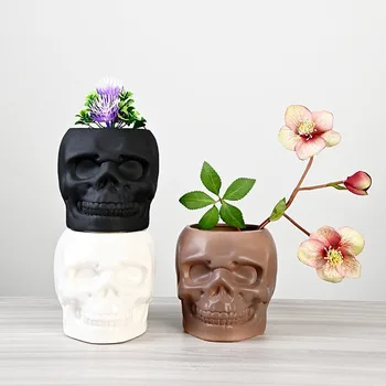 Gothic Ceramic Planter Vase Unique Indoor Desktop Decor Creative Halloween Porcelain Flower Pot for Home Office Floral Gift Pot