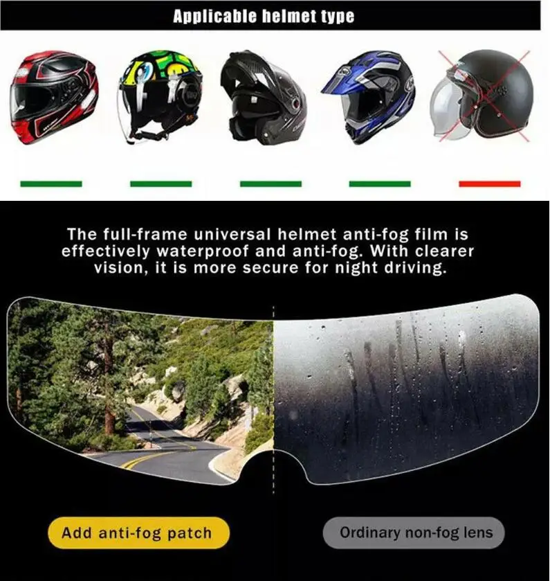 2 Pellicole Antiappannamento Per Casco Moto - Universali, Trasparenti, Adesive, Antiabbagliamento