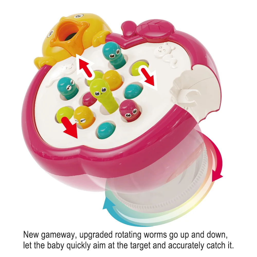 Customizable Interactive Worm Catch Game Durable Electronic Fishing Toy with Sound for Family Play