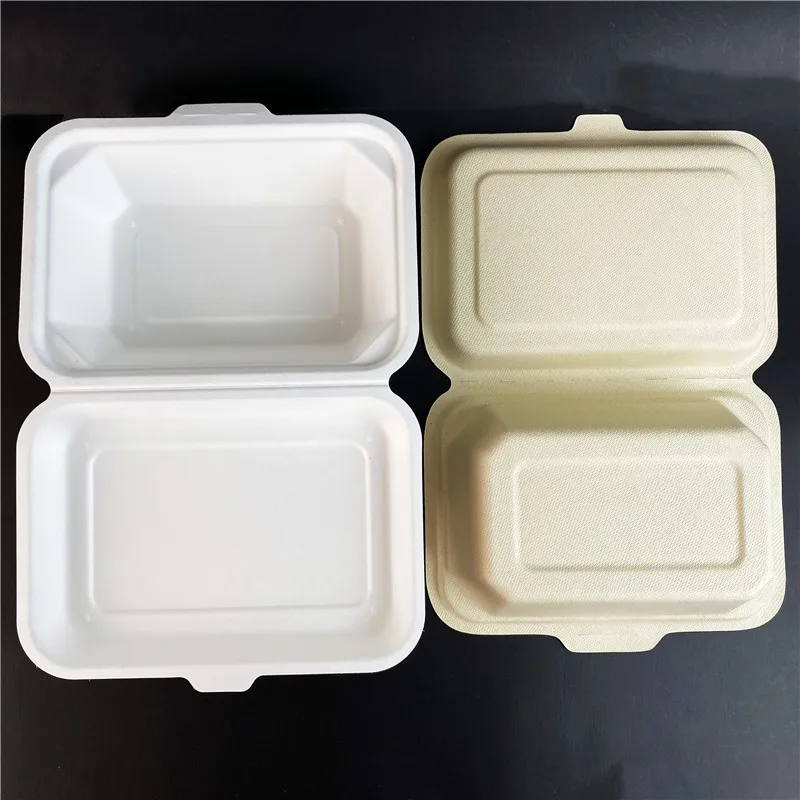 6x6 Bagasse Burger Hamburger Box 6 Inch Clamshell Take Away Paper ...