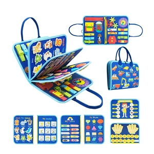 Preschool Education Busy Board Book Kids Sensory Montessori Travel Toys Activities Learning Board Felt Toddler Baby Busy Board