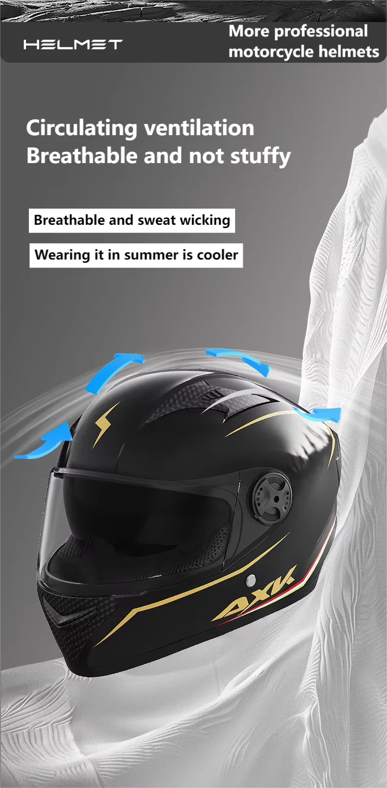 Durable Protective Classic Cool Full Face Motorcycle Helmet Solid Color Paris Cross-Border Electric Motorcycle Helmet