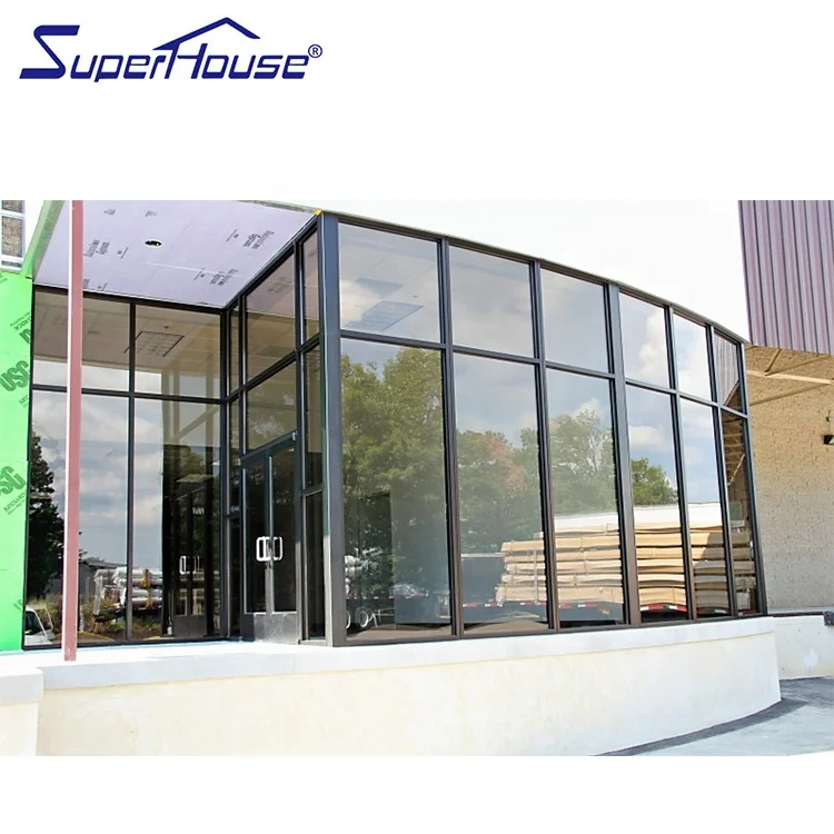 USA Shopfront Storefront Customized Commercial Aluminium Fix Picture Window with Tinted Mirror Glass for Shopfront