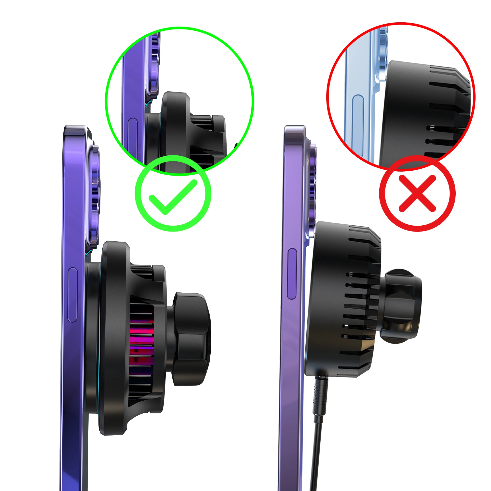 15W RGB Light Semi-Conductor Cooling Fan Car Qi2 Charger