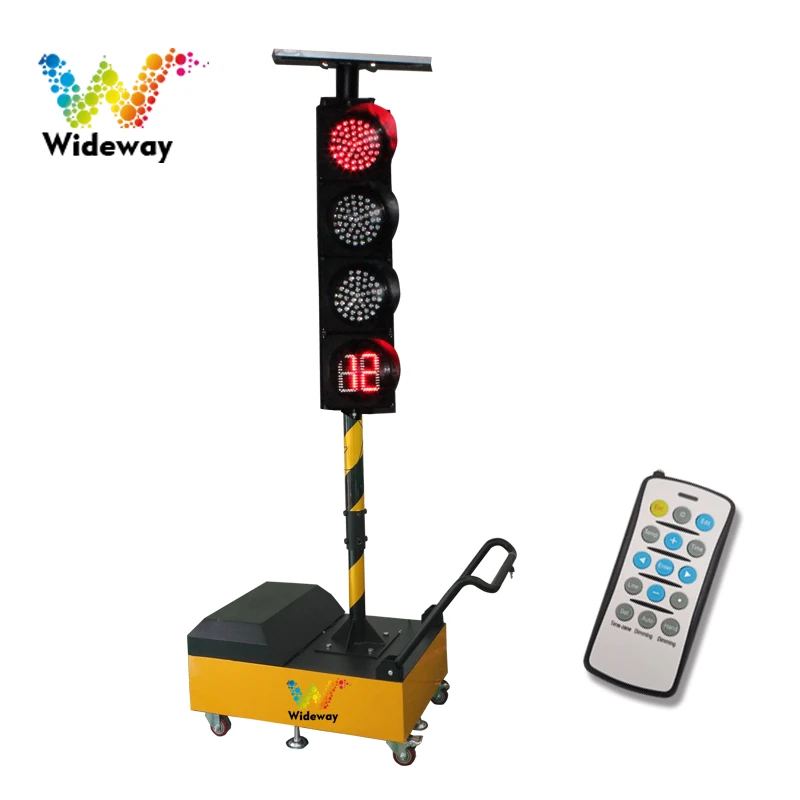 Road Construction Wireless Temporary Moveable Transportable Mobile Remote Control Portable Led 200mm Solar Powered Traffic Light