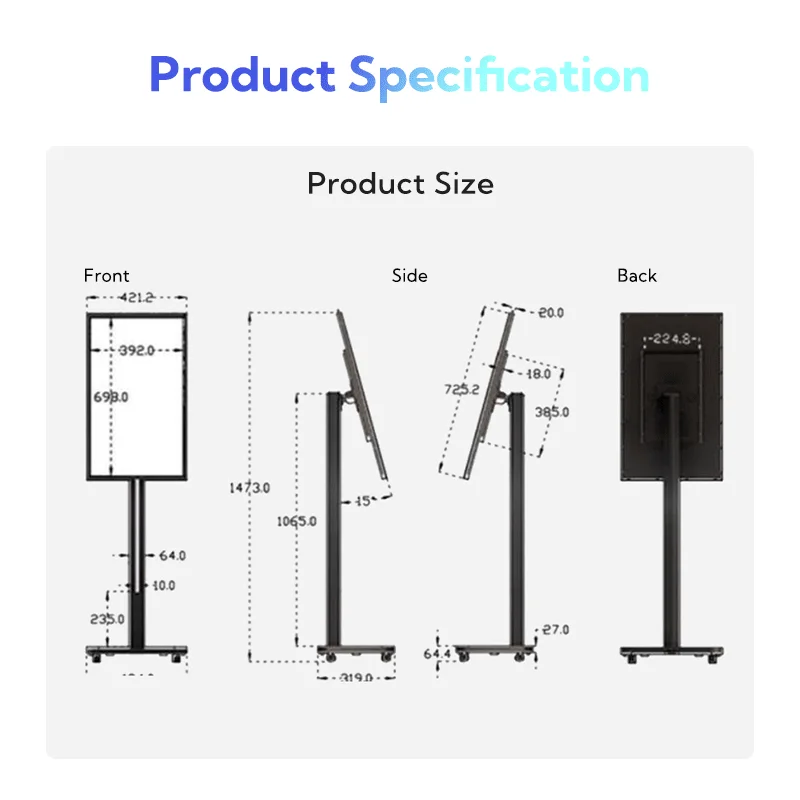 COSUN 360 Rotating Screen Portable Touch Screen Tv 32 Inch LCD Touch Screen Display Tv with Stand