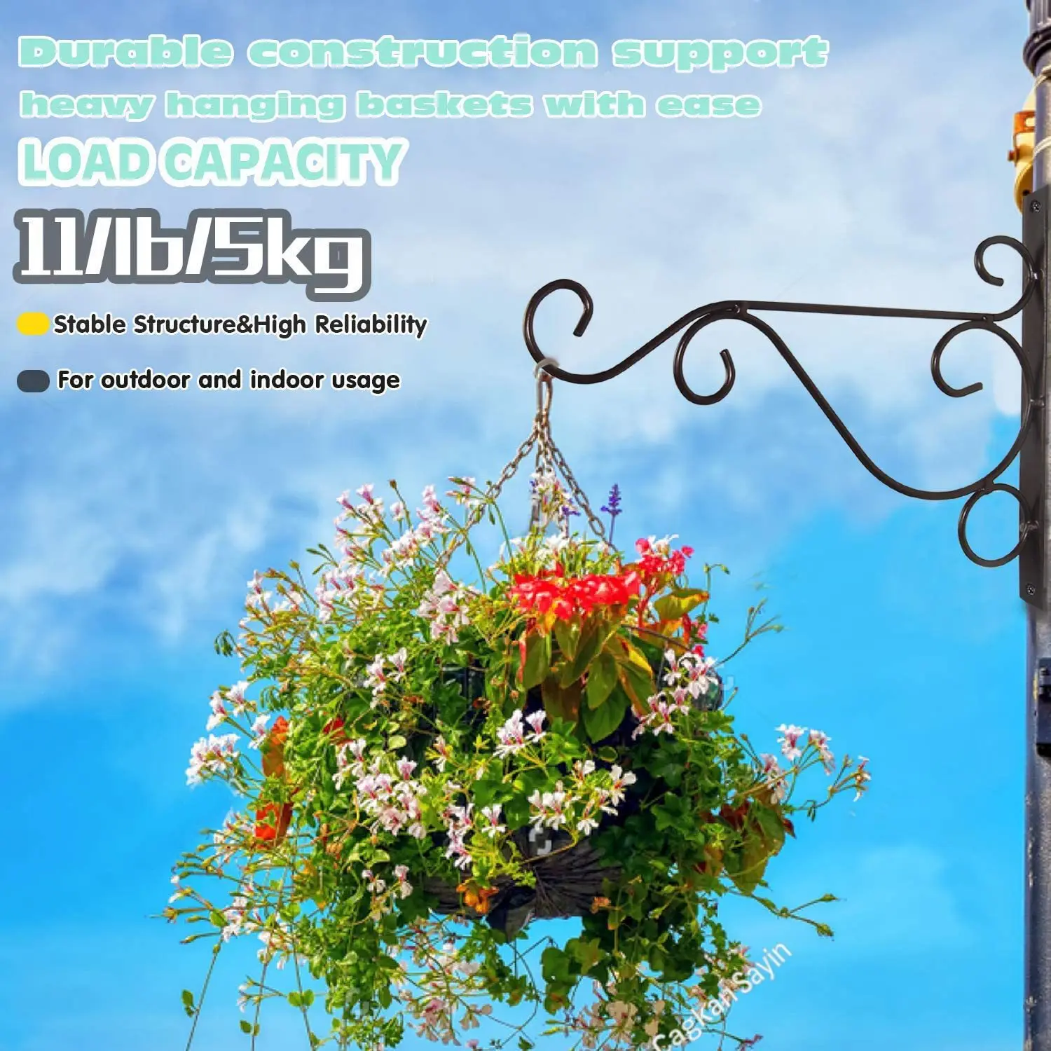 Hanging Plant Bracket Planter Hooks 30 cm Hanger Flower Pot Bird Feeder  Wind Chimes Lanterns Patio Lawn Garden