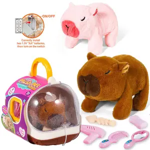 EPT New Capybara Stuffed Animal Walking Barking with Pretend Play Accessories Electronic Plush Toys for Kids