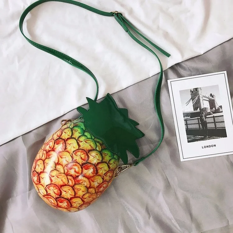 Pineapple Unique Design Girls Cute Fruits Shape Bags Pu Leather Shoulder  Sling Ladies Women Purse Handbag Bag