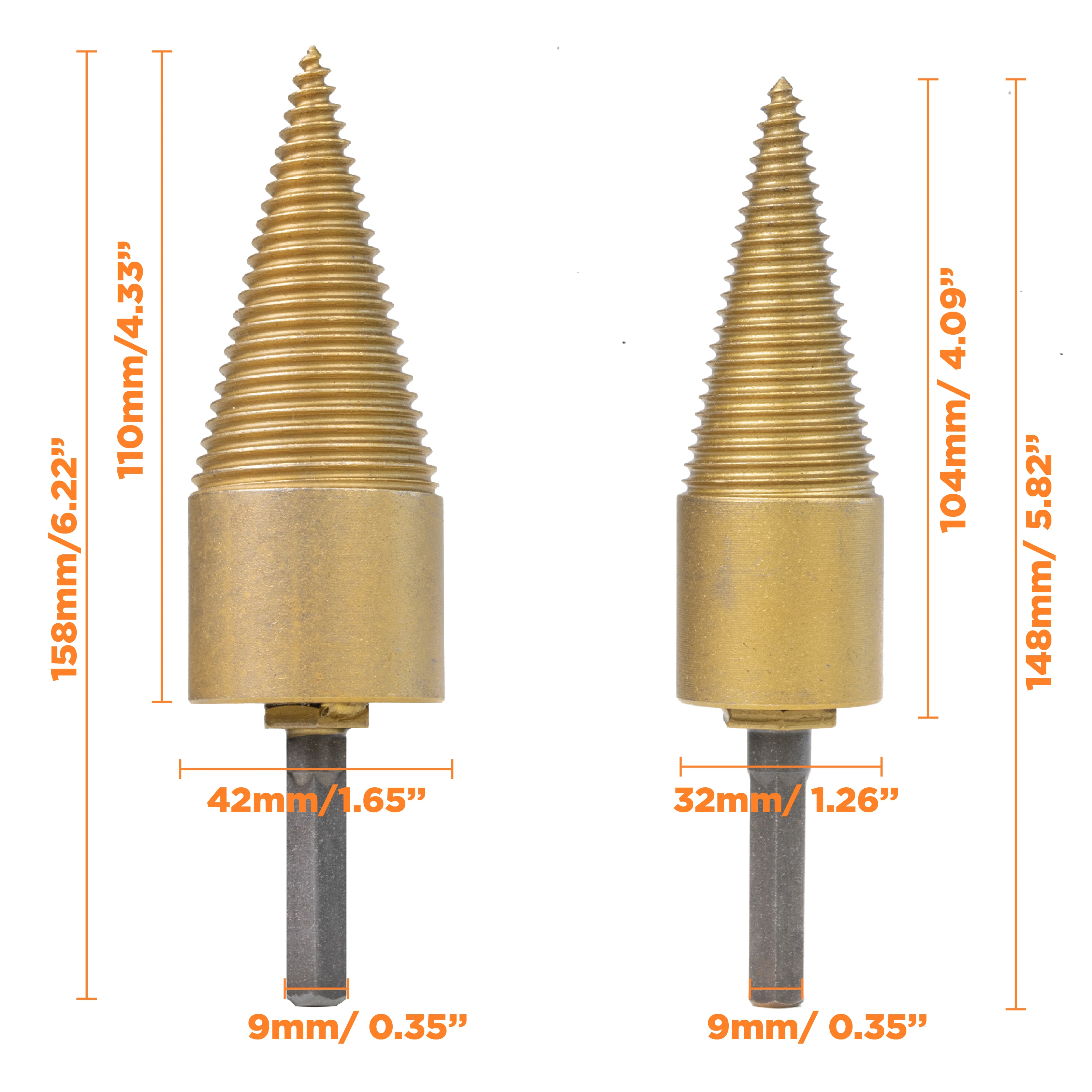 Wood Splitting Drill Bit Cone Firewood Log Splitter With Welded Shank