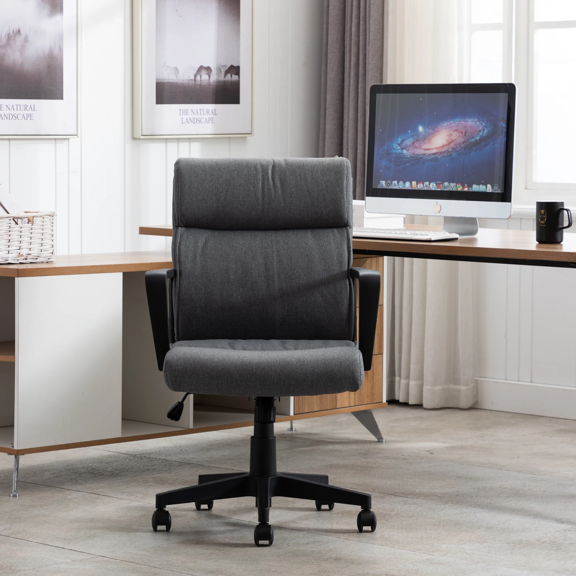 fabric office chair with arms and wheels