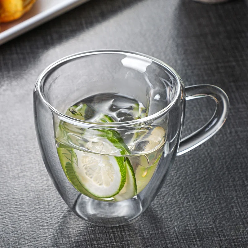 Wholesale Heart-Shaped Double-Layer Glass Cup Heat Resistant Insulated Solid Color High-End Coffee & Tea Cup for Home Office Use preview 2