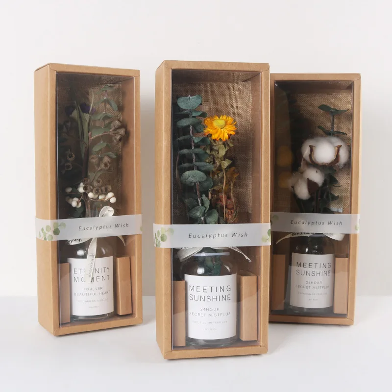 Ramos De Flores De Eucalipto Con Botella De Vidrio,Caja De Arreglo De Flores  De Algodón Seco Hecho A Mano,Estilo Bohemio,Para Decoración Del Hogar - Buy  De Alta Calidad De Flores | Flores