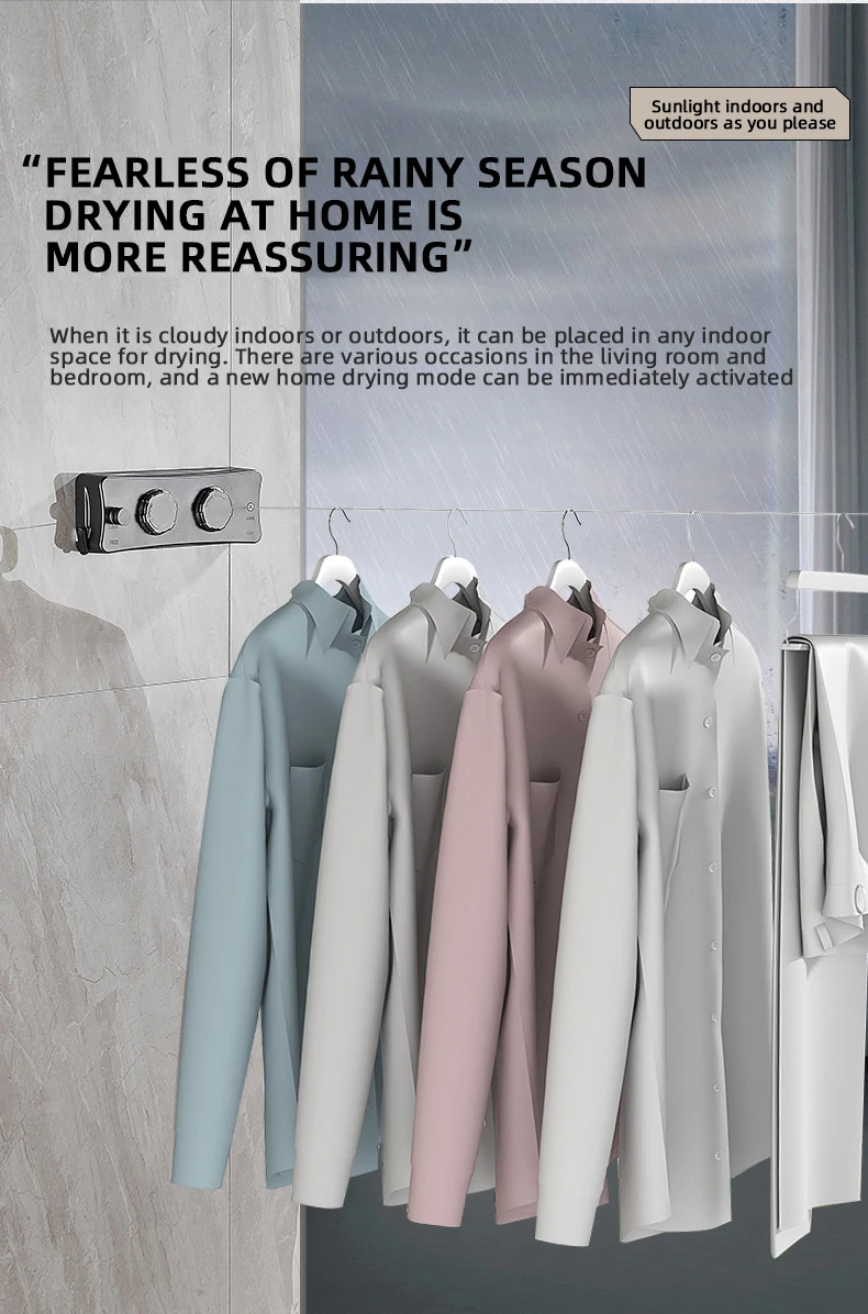 5.1m ABS Laundry Balcony Shrinkable Outdoor Double Single Washing Storage Drying Lines Clothesline Retractable Rope