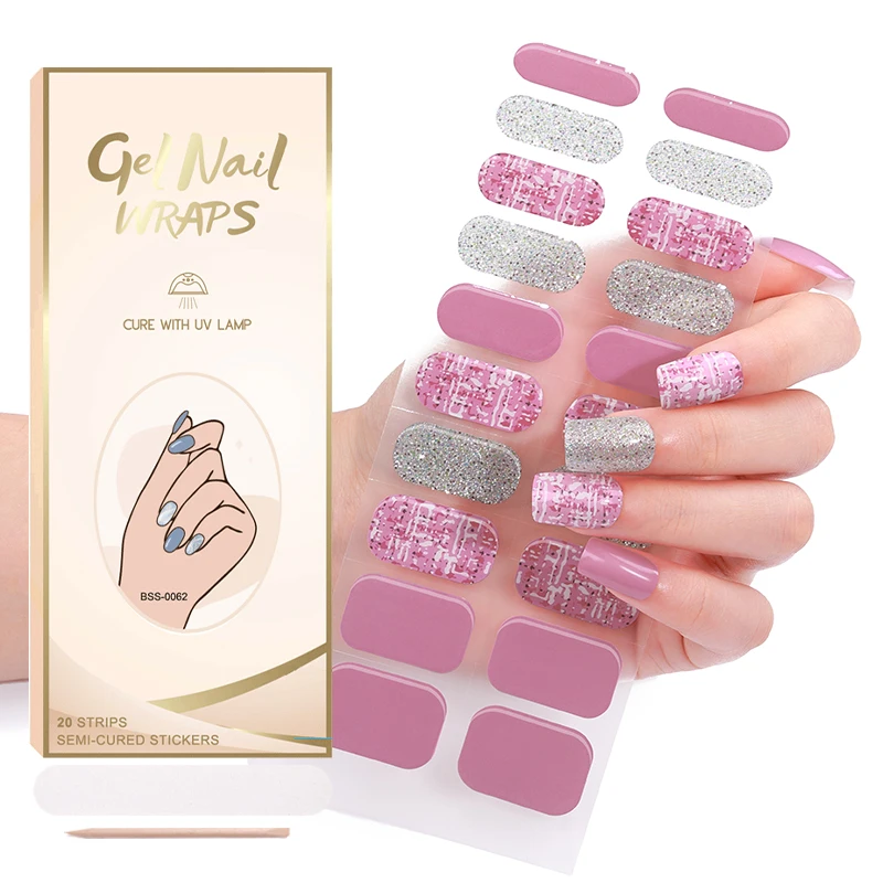 French Tips Gel Nail Wraps Factory Price Transparent Semi Cured Gel ...