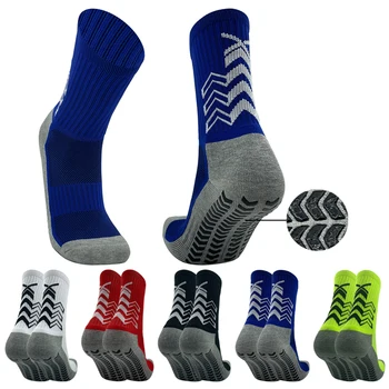 Non-slip and wear resistant adhesive socks football polyester cotton custom sock manufacturer soccer ball socks unisex