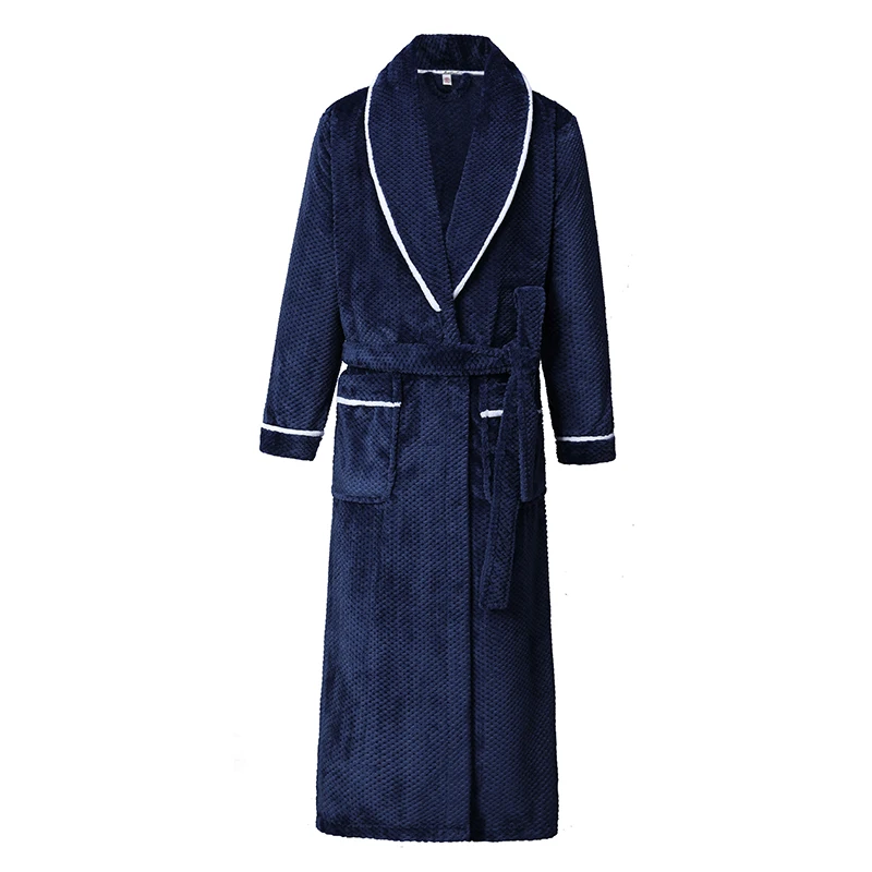 Couple Flannel Nightgown Plus Size Long Robe Men's Loose Casual Kimono Women's Thickened Warm Sleepwear Home Clothes