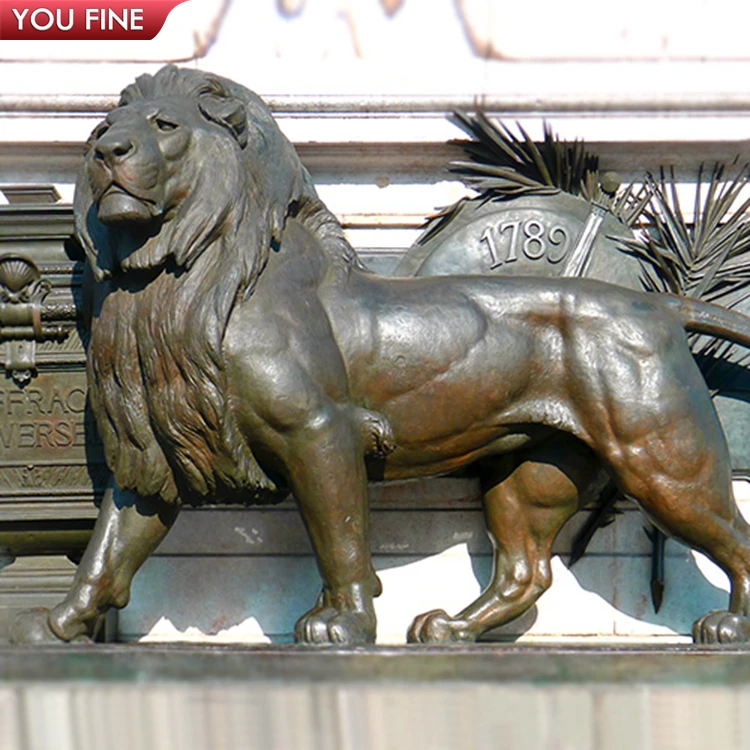 有名な金属製動物彫刻、ブロンズ製立獅子と火棒を持つ彫刻| Alibaba.com