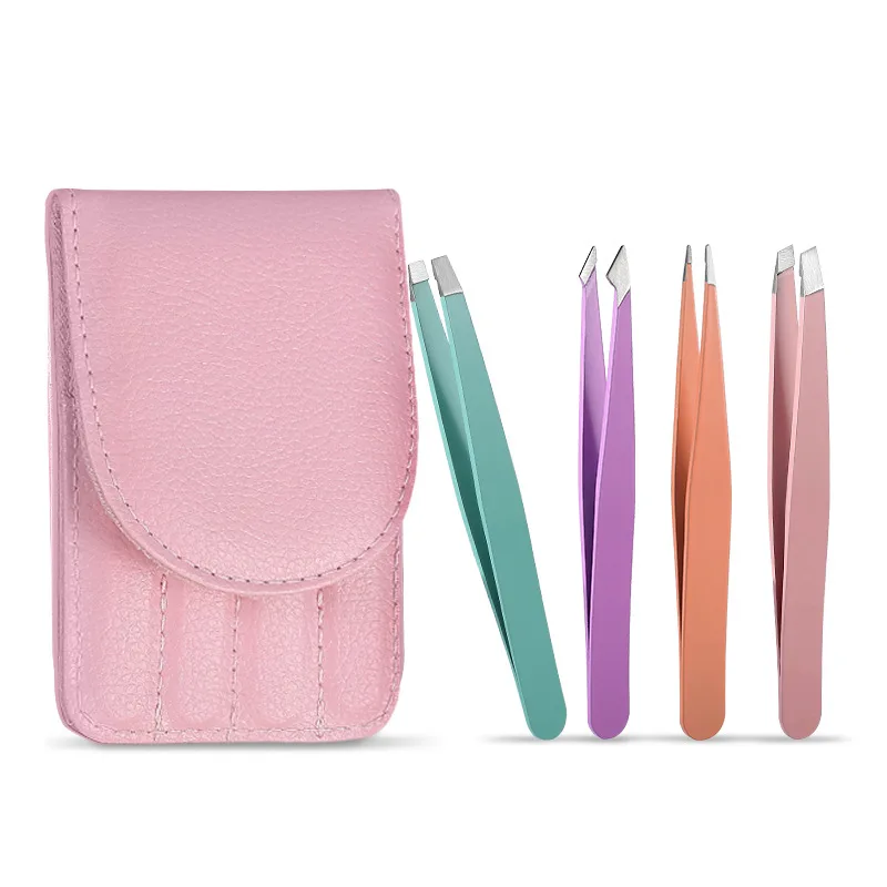 Chinese Factory Stainless Steel Eyebrow Tweezers Beauty Tool Colorful Tweezers
