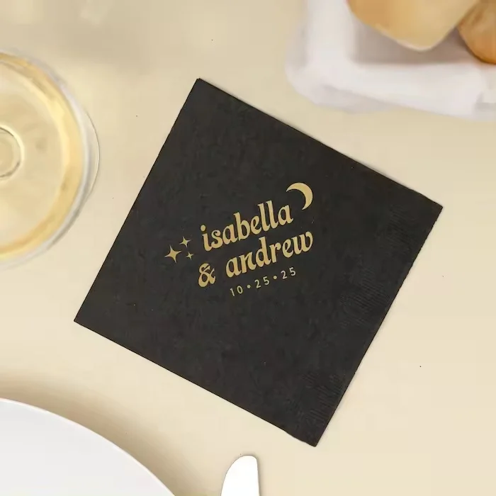 Custom Logo Printed Serviettes Hotel Cocktail Beverage Lunch Restaurants Printed Tissue Paper Napkins Custom Paper Cup Printing