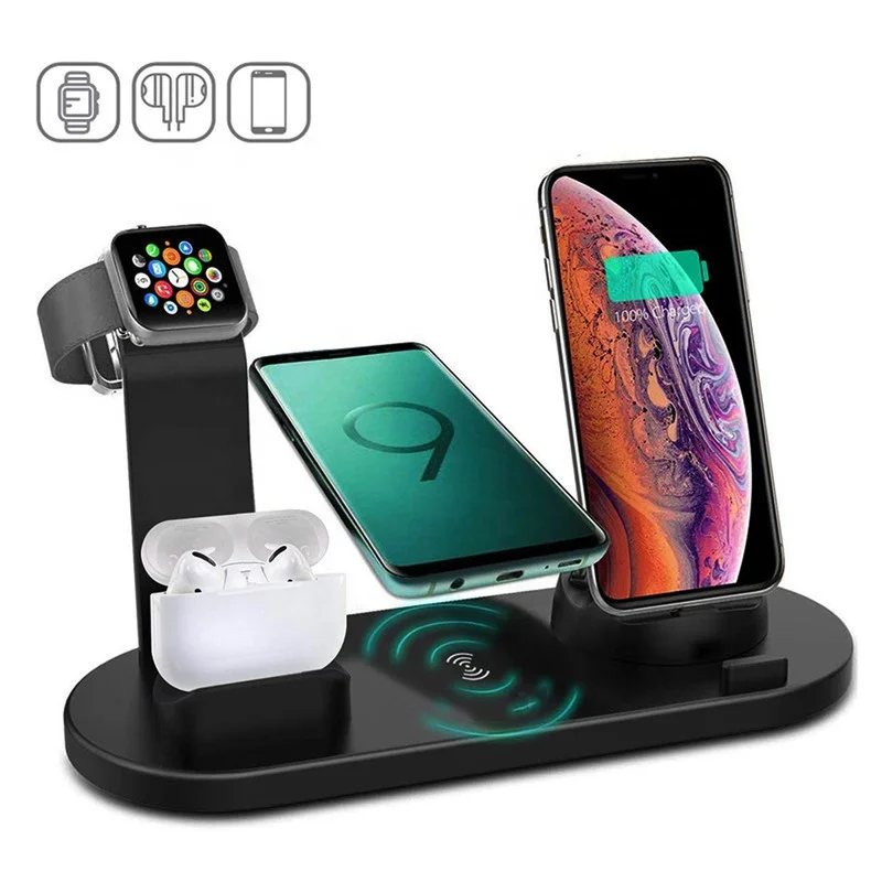 Newly Holder Phone Popular Multi Functional 6 In1 4 in 1 Wireless Charger Fast Charging Dock Stand Desktop Charging Station