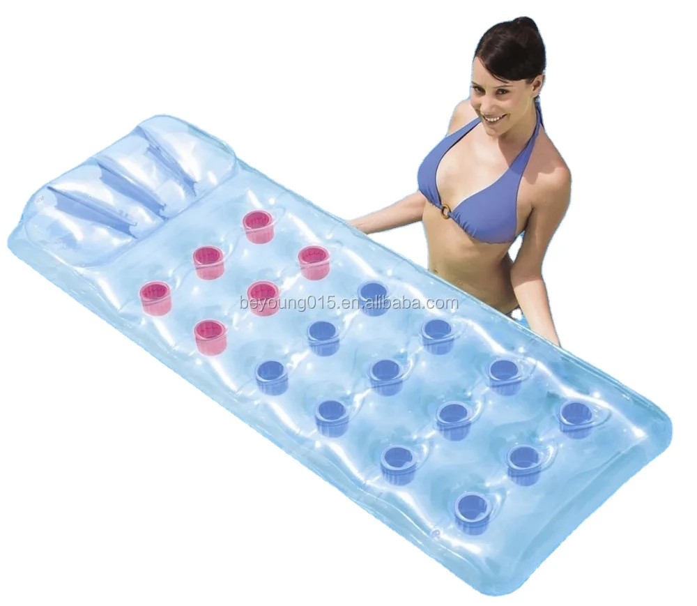 INFLATABLE 18 POCKET FASHION BEACH SWIMMING POOL LOUNGER LILO AIR BED 74" X 28" 